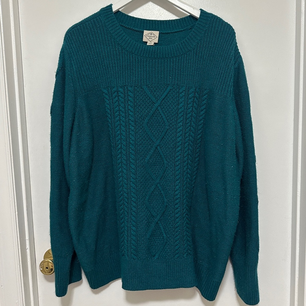 St. John’s Bay Plus Size Women’s Crew Neck Cable Knit Sweater Long Sleeve